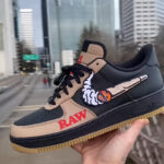 [Customized Pipe] Air Force 1 Low-top Shoes Unisex Black/Brown Couture Sneakers