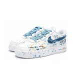 [Customized Daisy Graffiti] Air Force 1 Shoes Unisex White/Blue - Image 2