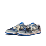 [Custom Doomsday Warning/Skull/Distressed Style] Dunk Low Skateboard Shoes Unisex Blue/Gray - Image 3