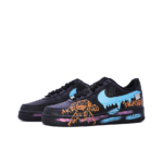 [Custom Bear Black Graffiti] Air Force 1 Skateboarding Shoes Unisex Low-top Blue - Image 3