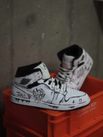 [Custom Line Joker] Jordan Air Jordan 1 High Top Unisex Skateboarding Shoes White/Black - Image 7