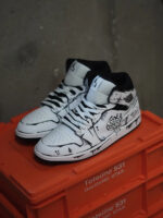 [Custom Line Joker] Jordan Air Jordan 1 High Top Unisex Skateboarding Shoes White/Black - Image 8