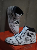 [Custom Line Joker] Jordan Air Jordan 1 High Top Unisex Skateboarding Shoes White/Black - Image 9
