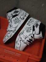 [Custom Line Joker] Jordan Air Jordan 1 High Top Unisex Skateboarding Shoes White/Black - Image 10