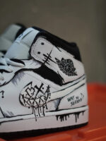 [Custom Line Joker] Jordan Air Jordan 1 High Top Unisex Skateboarding Shoes White/Black - Image 12
