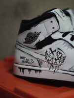 [Custom Line Joker] Jordan Air Jordan 1 High Top Unisex Skateboarding Shoes White/Black - Image 13