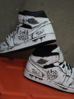 [Custom Line Joker] Jordan Air Jordan 1 High Top Unisex Skateboarding Shoes White/Black - Image 14