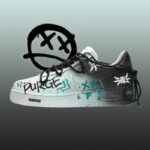 [Custom Men's dynamic summer black and green]  Air Force 1 Skateboarding Shoes Men Low-top Black/Green