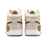 [Custom Warm Winter - Bear Cub Footprints] Jordan Air Jordan 1 High Top Female Skateboarding Shoes Khaki Color - Image 4