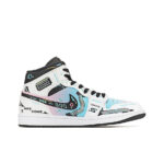 [Custom Cyber Cotton Candy] Jordan Air Jordan 1 Mid Unisex Skateboarding Shoes - Image 11