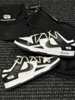 [Custom Crack]  Dunk Skateboarding Shoes Unisex Low-top Black/white/pink - Image 12