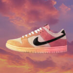 [Custom Men's low-top gradient dye QD]  Dunk Skateboarding Shoes Men Low-top Yellow/Pink