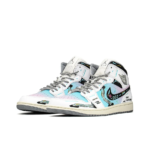 [Custom Cyber Cotton Candy] Jordan Air Jordan 1 Mid Unisex Skateboarding Shoes - Image 4