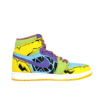 [Custom Stunning] Air Jordan 1 High Top Unisex Skateboarding Shoes Yellow/Green/Blue - Image 3
