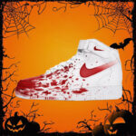 [Custom female crime scene]  Air Force 1 Skateboard Shoes Women's Mid-Top Red