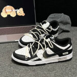 [Custom Crack]  Dunk Skateboarding Shoes Unisex Low-top Black/white/pink