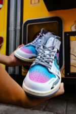 [Custom Cyber Cotton Candy] Jordan Air Jordan 1 Mid Unisex Skateboarding Shoes - Image 22