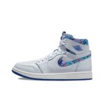 [Custom White Noise, Blue Notes ] Air Jordan 1 High - Top Skateboarding Shoes Unisex White/Blue - Image 3