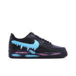 [Custom Bear Black Graffiti] Air Force 1 Skateboarding Shoes Unisex Low-top Blue - Image 4