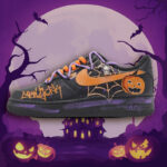[Custom Surprise Pumpkin]  Air Force 1 Skateboard Shoes Unisex Low-Top Black/Purple/Orange - Image 8