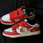 [Custom The auspicious dragon is jubilant]  Dunk Skateboarding Shoes Women's Low-top Pink/White/Black - Image 7