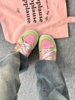 [Custom Alligator Cookies] Dunk Low Skateboarding Shoes Unisex Green/Pink - Image 12