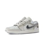 [Custom Soaring Serpent] Air Jordan Low - Top Skateboarding Shoes Unisex Gray/Silver - Image 2
