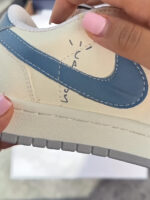 [Custom Blue Zebra] Air Jordan 1 - Top Unisex Skateboarding Shoes White/Blue - Image 3