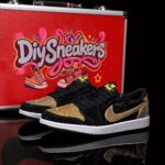 [Custom Black Gold Full Diamond] Air Jordan Low - Top Skateboarding Shoes Unisex - Image 5