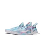 [Blue and pink Color, Scheme Ink Pplattered Old Style] Custom Street LiNing Basketball Shoes Unisex - Image 4