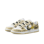 [Custom Smiley Face Graffiti] Dunk Skateboarding Shoes Unisex Distressed Style Yellow - Image 3