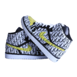 [Custom Jacquard Monogram Print] Air Jordan 1 High Top Unisex Skateboarding Shoes - Image 3