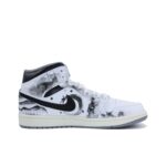 [Custom Knights Errant] Air Jordan 1 Mid - Top Skateboarding Shoes Unisex White/Black - Image 3