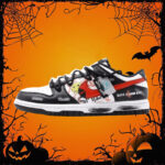 [Custom Keep Away from strangers Deconstruction]  Dunk Skateboarding Shoes Men Low-top Black/White/Red