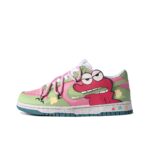 [Custom Alligator Cookies] Dunk Low Skateboarding Shoes Unisex Green/Pink - Image 2