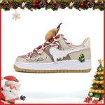 [Custom Christmas party]  Air Force 1 Skateboarding Shoes Women's Low-top Brown/brown/beige/red/green/white