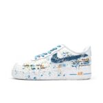[Customized Daisy Graffiti] Air Force 1 Shoes Unisex White/Blue