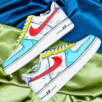 [Custom 2D blue Yellow Purple]  Air Force 1 Skateboarding Shoes Women's - Image 2