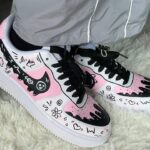 [Custom Sweetheart Chocolate]  Air Force 1 Skateboarding Shoes Women's Low-top Black/powder - Image 2