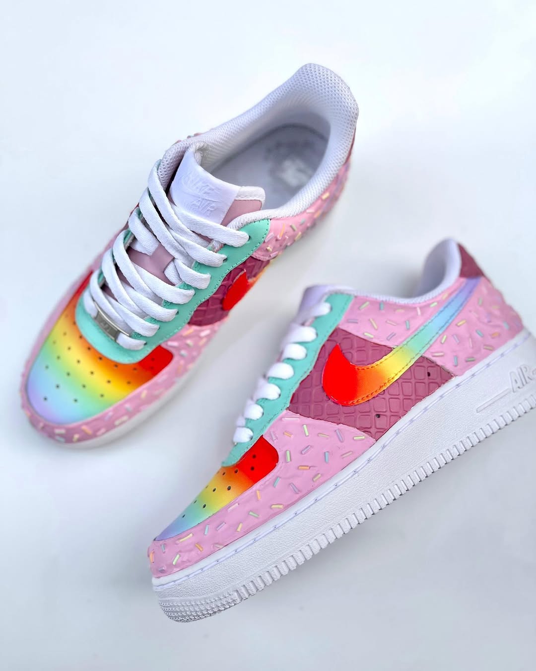[Custom Rainbow Ice Cream] Air Force 1 Low - Top Unisex Skateboarding Shoes - Image 1