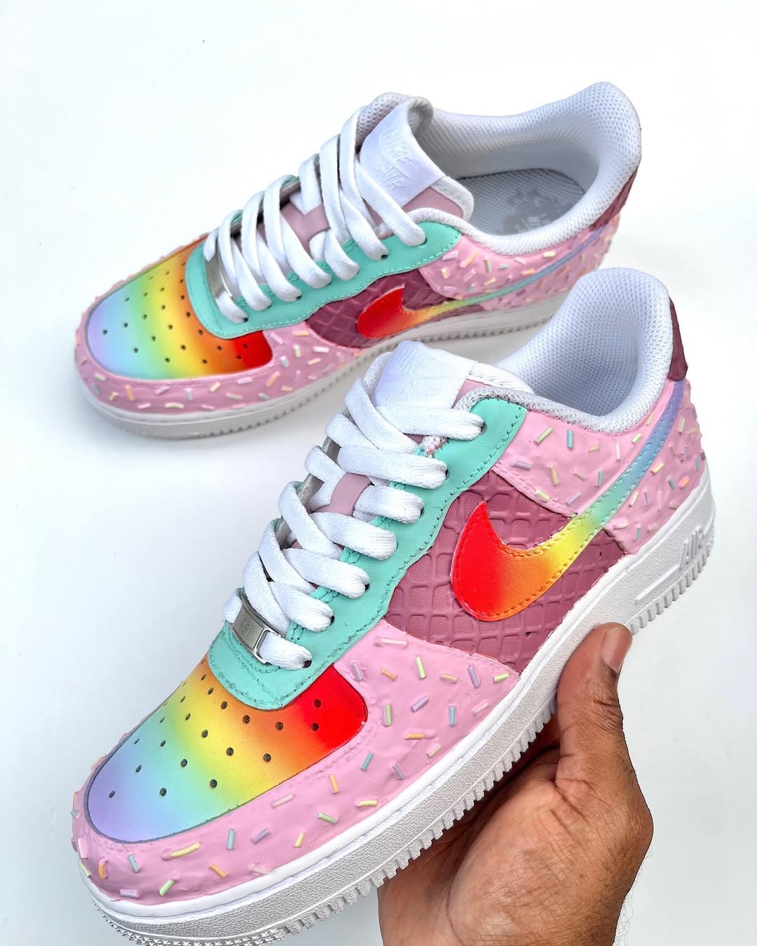 [Custom Rainbow Ice Cream] Air Force 1 Low - Top Unisex Skateboarding Shoes - Image 3