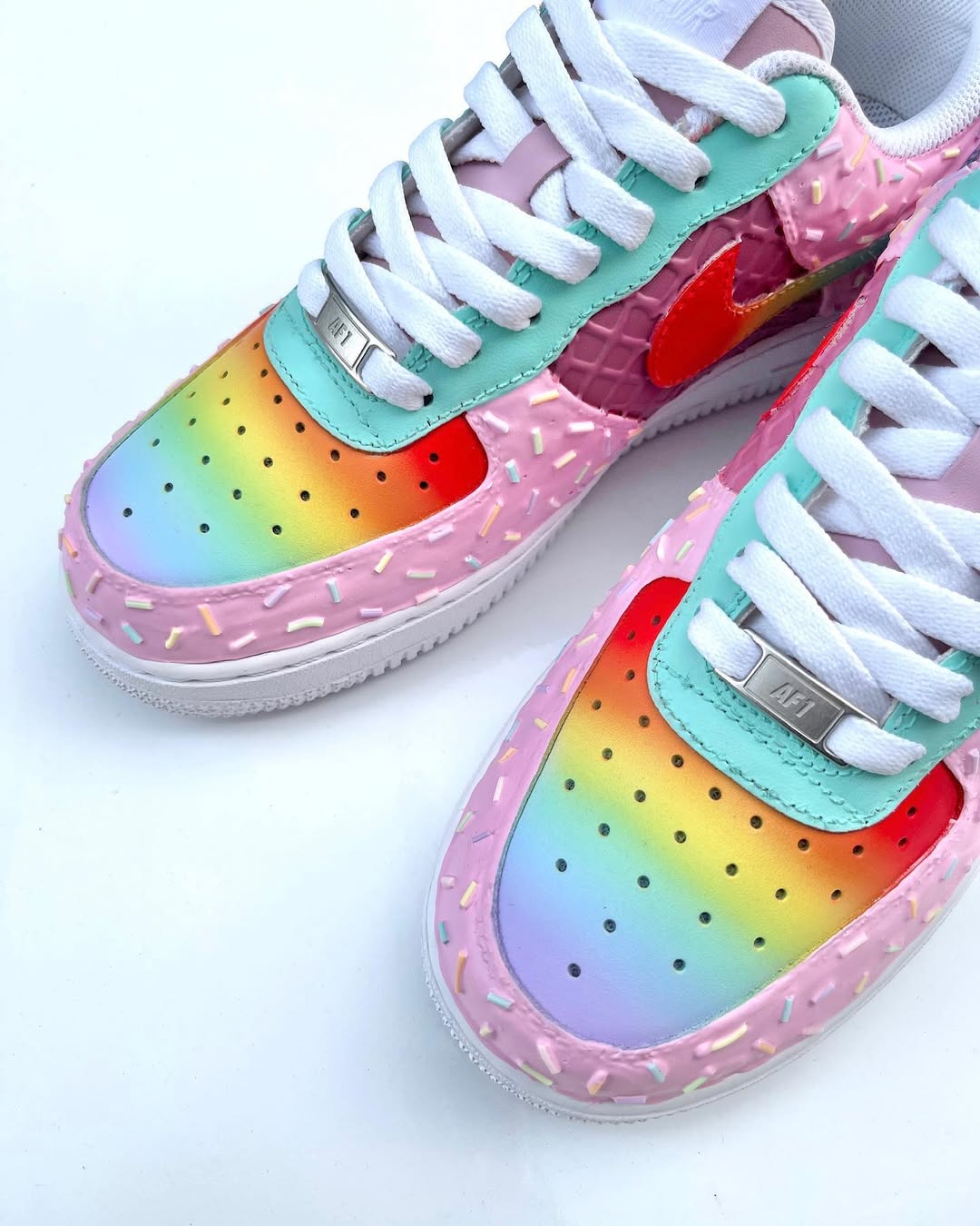 [Custom Rainbow Ice Cream] Air Force 1 Low - Top Unisex Skateboarding Shoes - Image 2