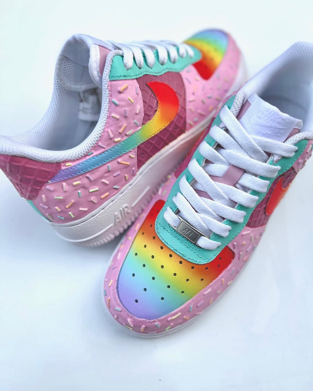 [Custom Rainbow Ice Cream] Air Force 1 Low - Top Unisex Skateboarding Shoes - Image 4