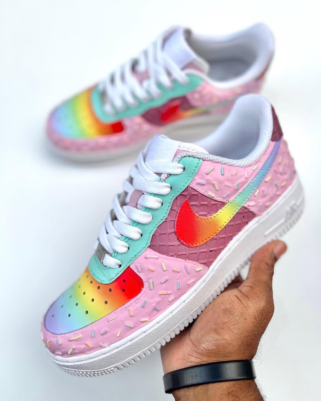 [Custom Rainbow Ice Cream] Air Force 1 Low - Top Unisex Skateboarding Shoes - Image 5