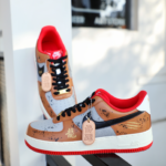[Custom The golden dragon brings blessings of grey gold]  Air Force 1 Skateboarding Shoes Unisex