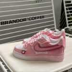 [Custom Pink Smudge ]  Air Force 1 Skateboarding Shoes Women's Low-top Pink, White