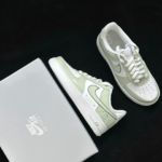 [Custom Slightly tipsy with soy milk]  Air Force 1 Skateboarding Shoes Women's Low-top White/green