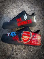 [Customized Hand-painted Arsenal] Air Force 1 Low-top Shoes Unisex Black/Red - Image 2