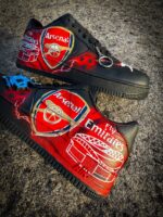 [Customized Hand-painted Arsenal] Air Force 1 Low-top Shoes Unisex Black/Red - Image 3
