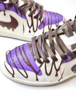 [Custom Taro Chocolate Ice Cream] Air Jordan 1 High Top Unisex Skateboarding Shoes Purple - Image 2